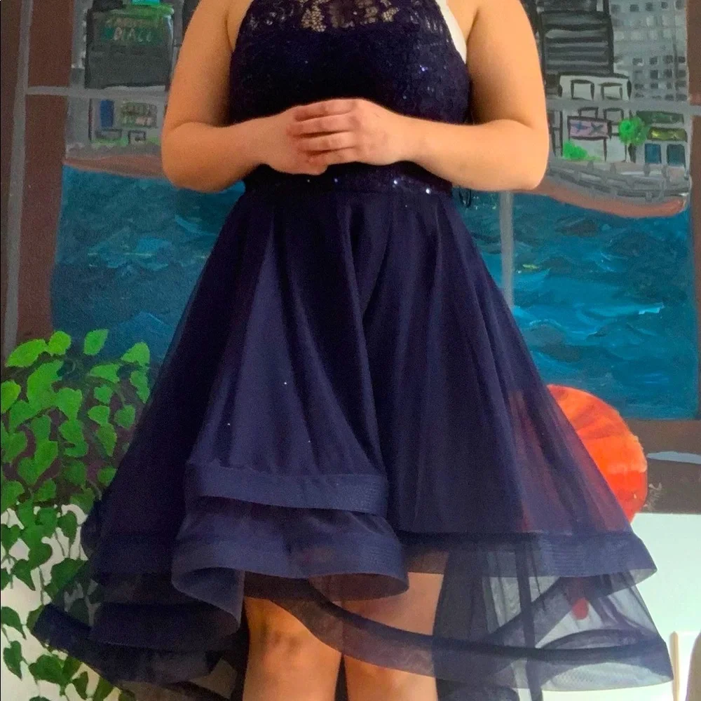 princess polly baby blue dress Jenna Coleman in a midnight blue lace and satin dress on Craiyon